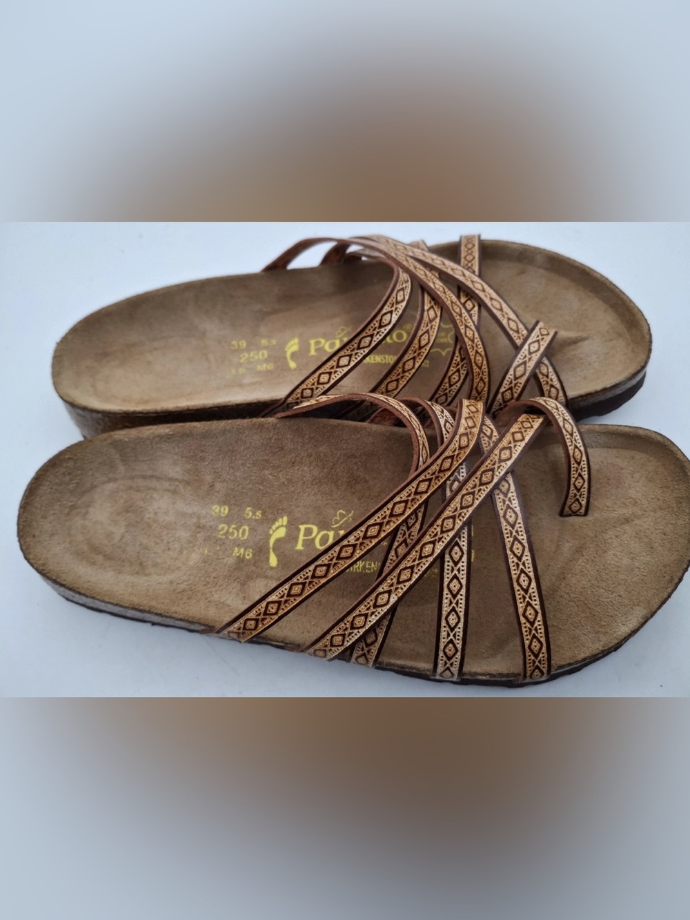 Birkenstock Papillio Salamanca Tan Tooled Leather  UK 5.5 EUR 39 Narrow